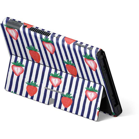 Bouffants and Broken Hearts Strawberries and Stripes Nintendo Switch OLED (2021) Skin